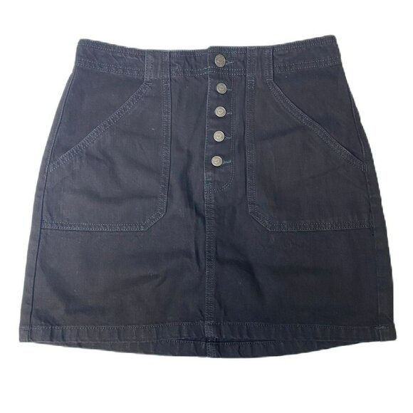 Hollister Women’s Black Ultra High-Rise Button-Up Denim Skirt - Size 7 | 100% Co - Picture 1 of 3